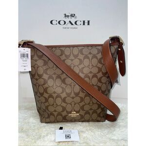 🔥🎁Nwt! Coach Sig Val Duffle Khaki Redwood Shouler Bag C2819 Msrp:$398.00